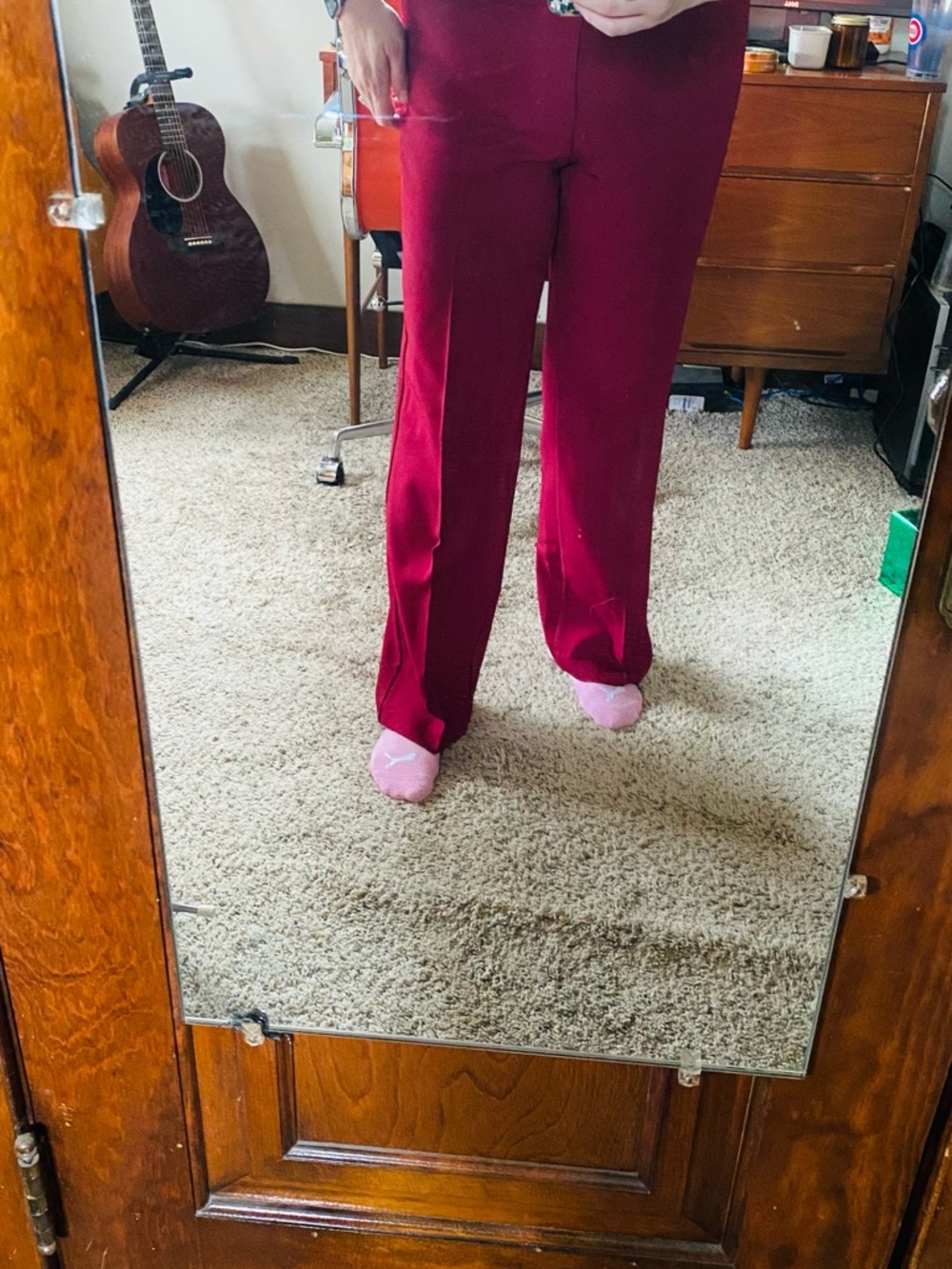 Women's Vintage 1970s Levi Wide-Leg Dress Pants in Burgundy